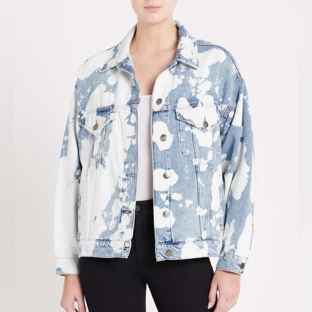 Frame Denim Le Oversized Jacket In Baltic Splash Paint